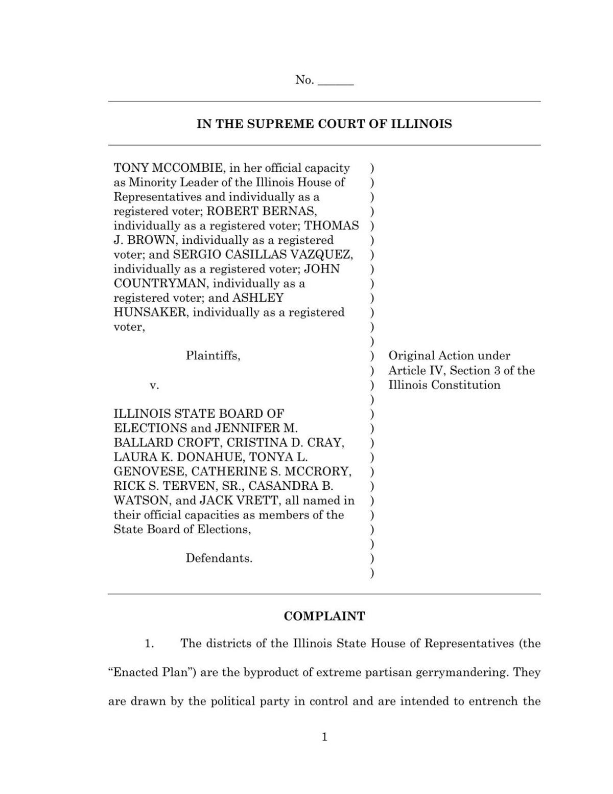 TONY MCCOMBIE COMPLAINT