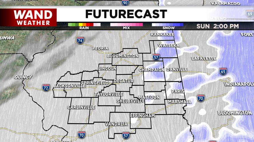Snow exits Sunday afternoon