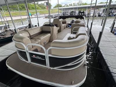 Boat docked in Lake Decatur
