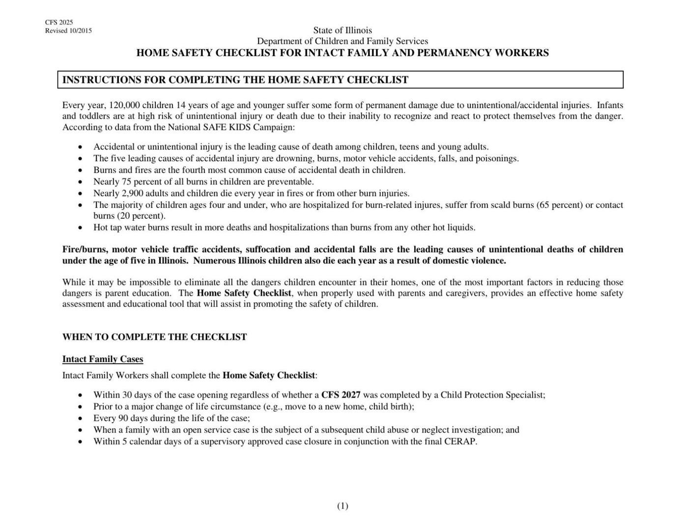 DCFS Home Safety Checklist