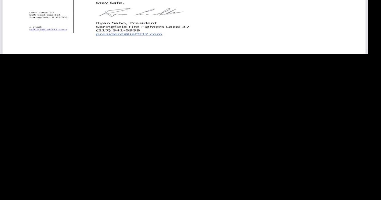 Springfield Fire Fighters Union letter - 11/13 | | wandtv.com