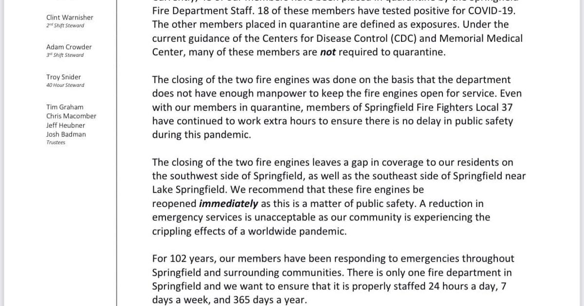 Springfield Fire Fighters Union letter - 11/13 | | wandtv.com