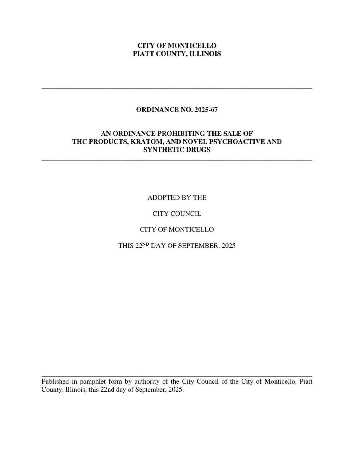 Monticello Ordinance