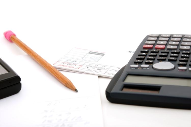 Adding Up the Bills, tax, calculator, paperwork