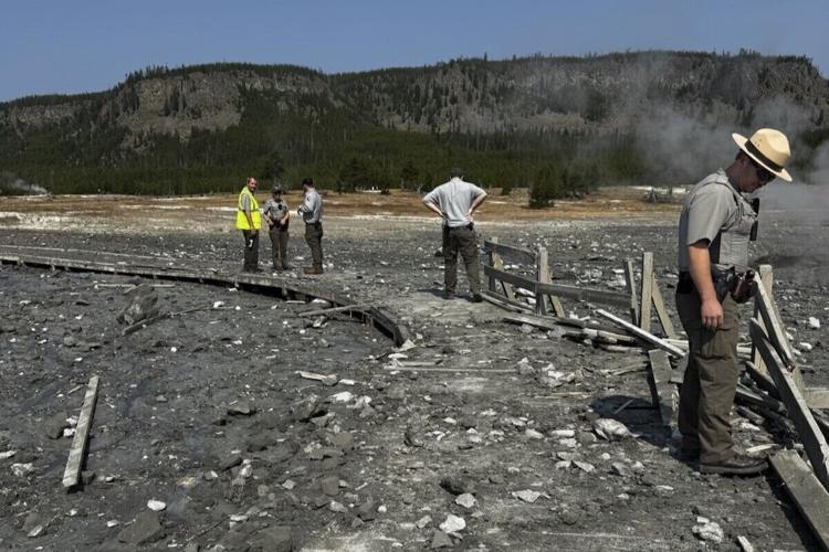 Surprise blast of rock, water and steam in Yellowstone sends dozens