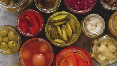 Canned goods, pickles, food, pantry, shelf stable
