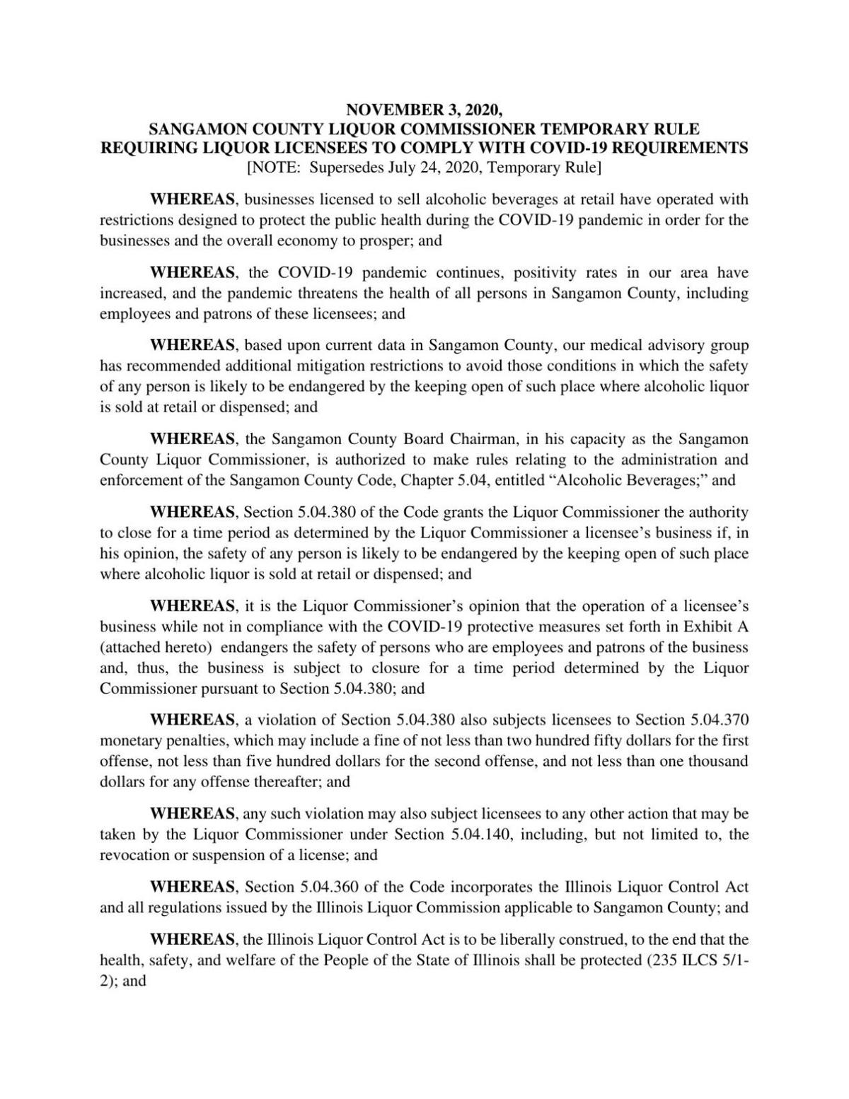Sangamon Co. 11/3 liquor licensee notice