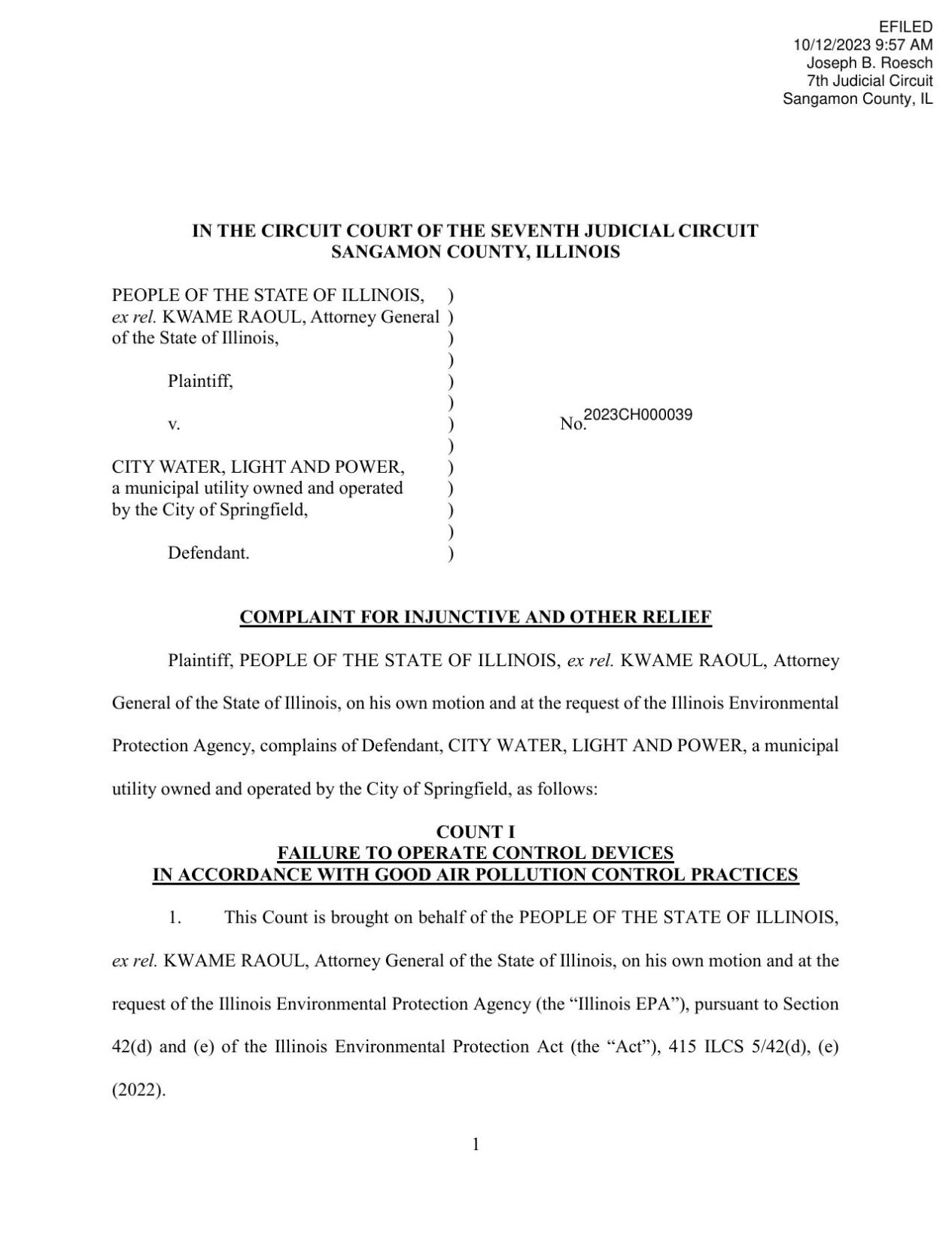 AG CWLP Complaint