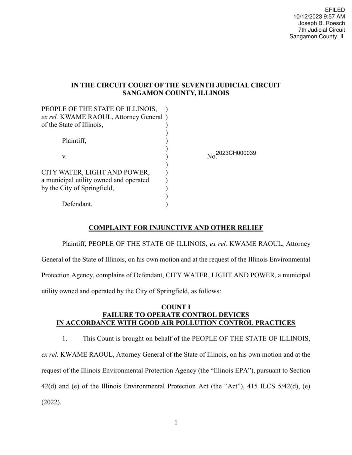 Illinois AG Files Lawsuit Against CWLP Over Coal Ash Release | Top