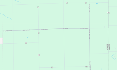 County Road 2600N in rural Donvan