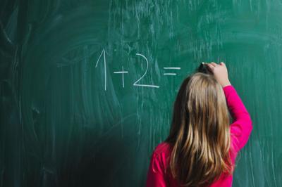 Chalkboard, girl doing math