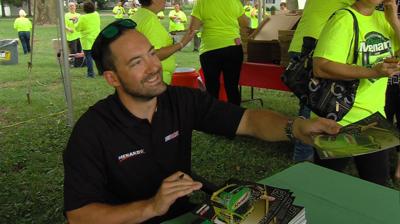 NASCAR driver Paul Menard makes pit stop in Arcola
