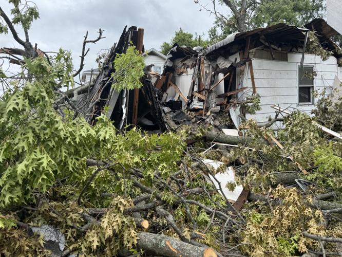Heavily damaged home in Charleston, Illinois