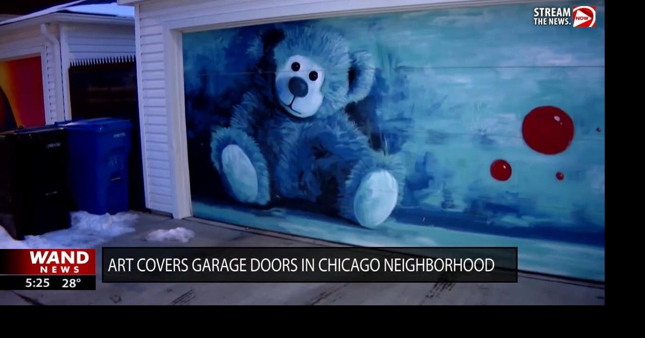Art covers garage doors in Chicago neighborhood