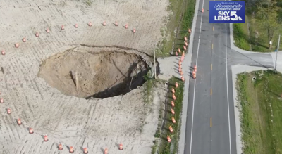 Giant sinkhole in southern Illinois causes indefinite road closure