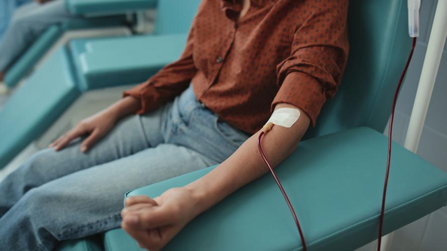Woman donating blood