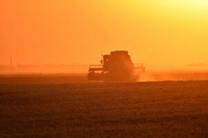 Combine at sunset
