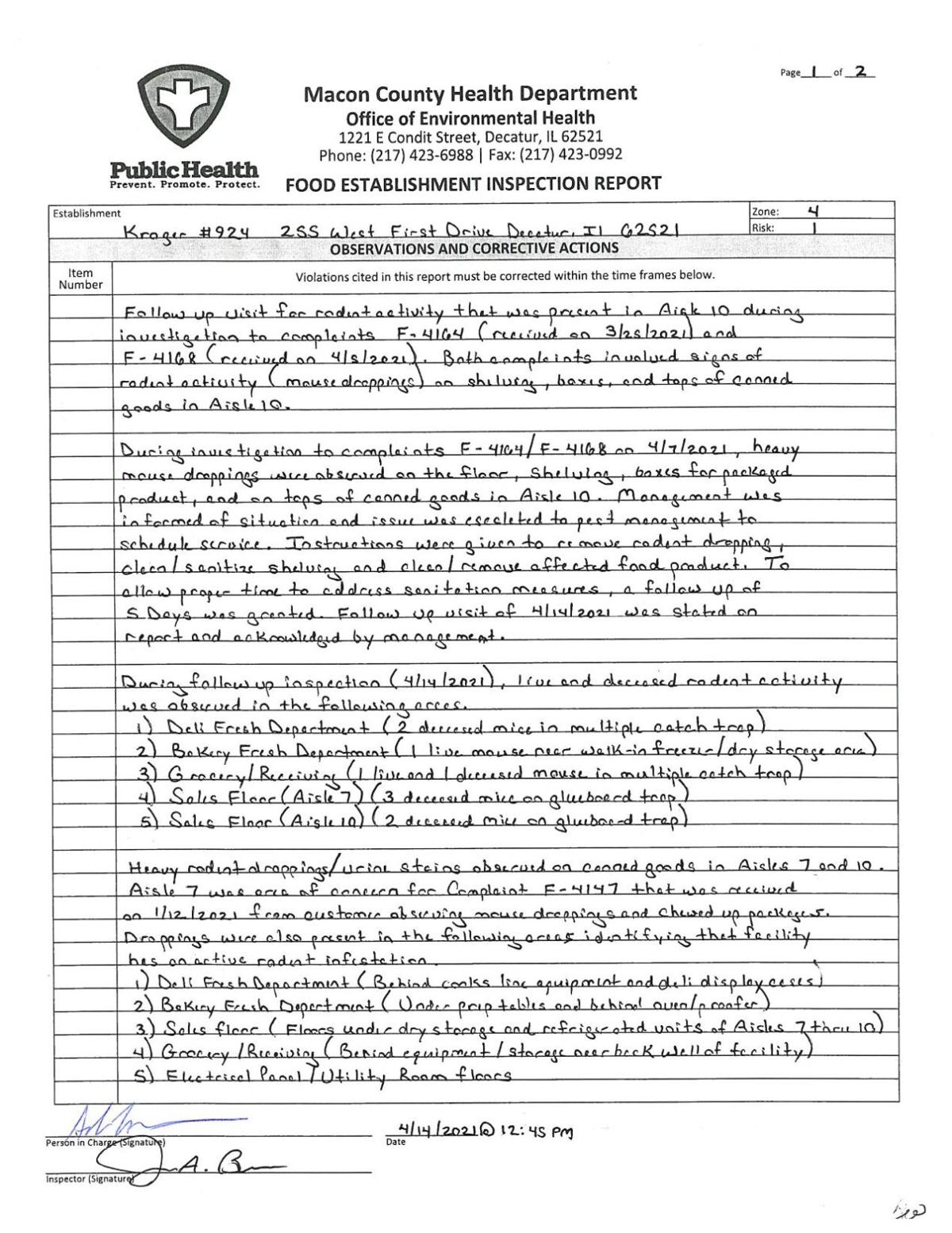 MCHD South Shores Kroger - 4/14 inspection report