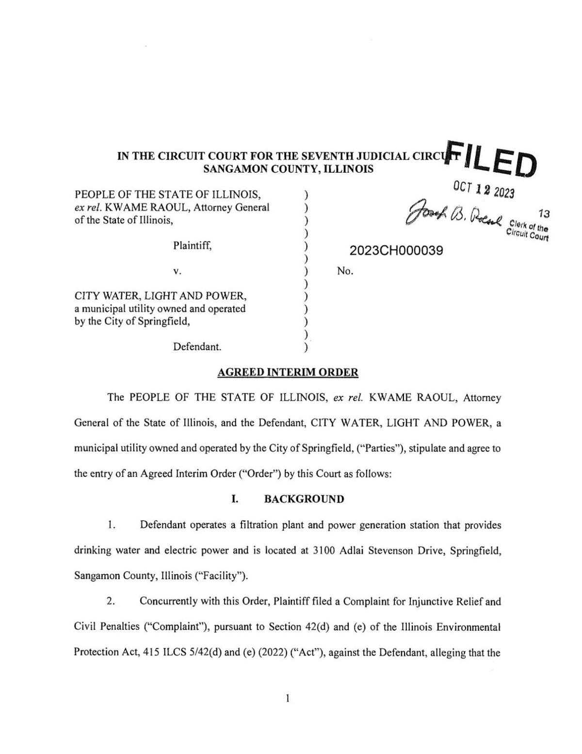 CWLP Agreed Interim Order