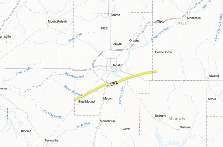 macon co tornado track map nws 12-28-2025
