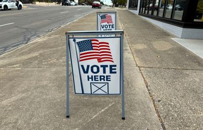 Vote here, election sign, polling place,