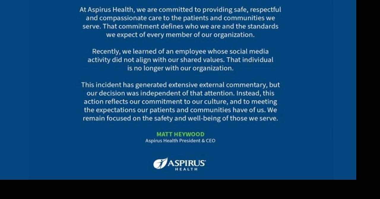 Aspirus Health leader fired for anti-Trump social media post
