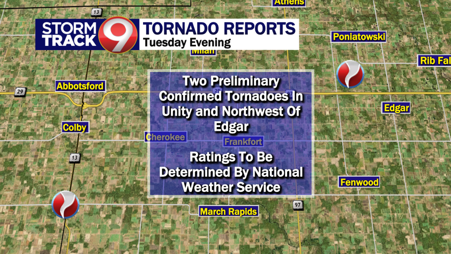 BREAKING: Two tornadoes confirmed by NWS - in Unity and near Edgar ...