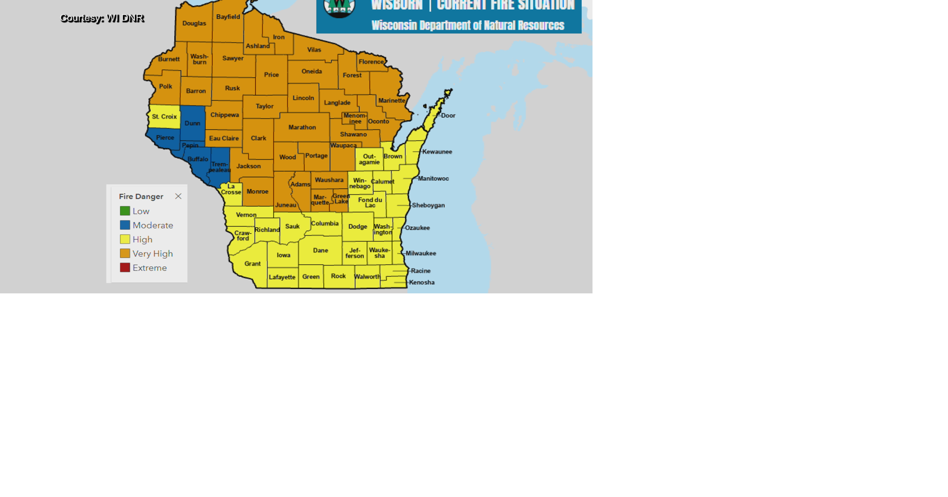 Wisconsin DNR warns of wildfire season; 43 counties suspend fire permits