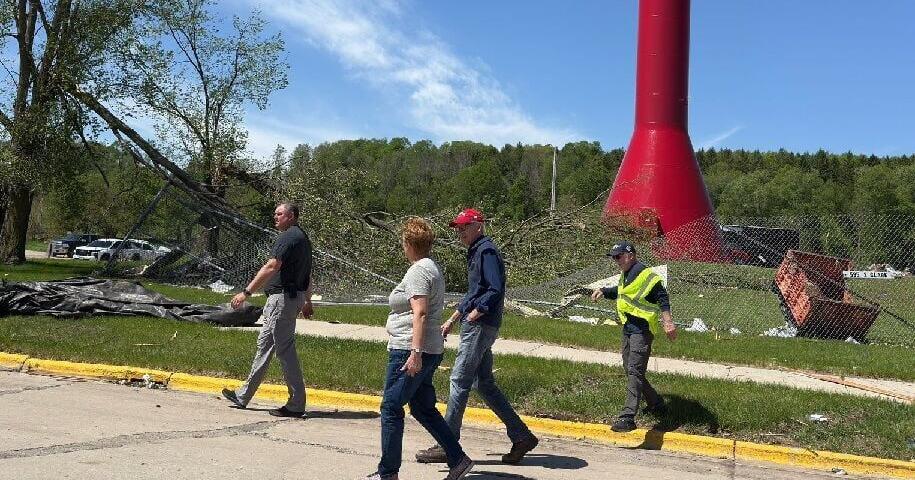 Gov. Evers tours tornado damage in Dodge County | News | waow.com