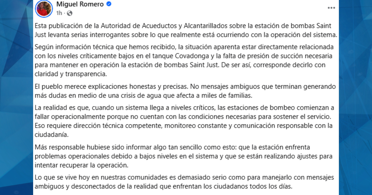 "El pueblo merece explicaciones honestas": Miguel Romero vuelve a criticar a la AAA