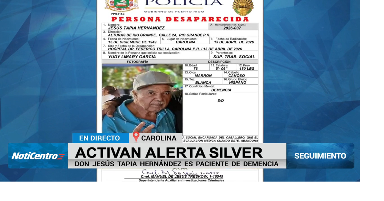 Aún sin confidencias sobre el paradero de septuagenario que desapareció en Carolina