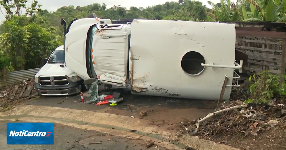 Camión cisterna se vuelca e impacta pickup en PR-834 de Guaynabo; dos hospitalizados