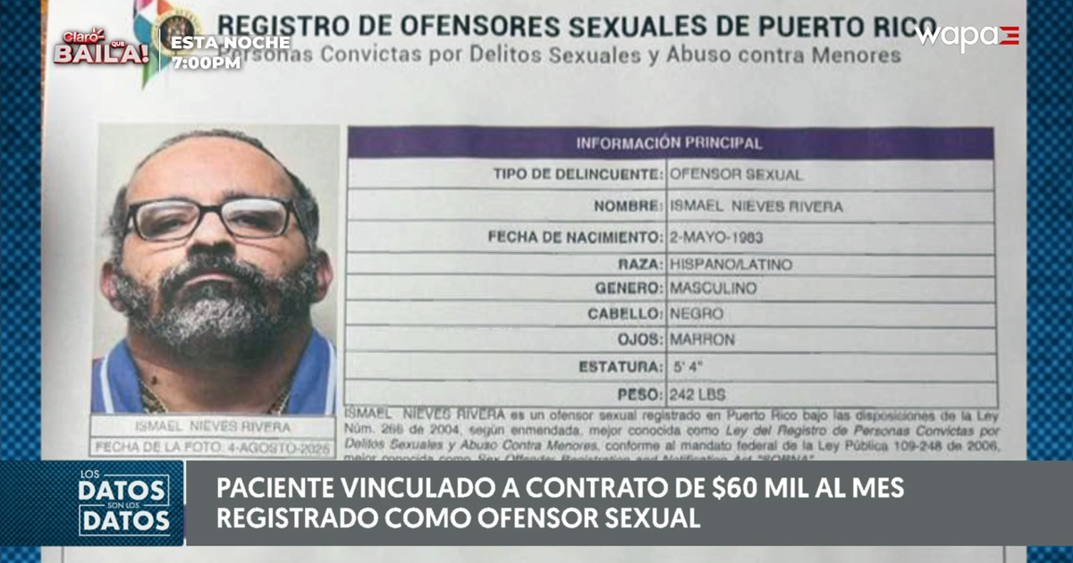 Paciente beneficiado por controversial contrato de $60 mil estaría registrado como ofensor sexual