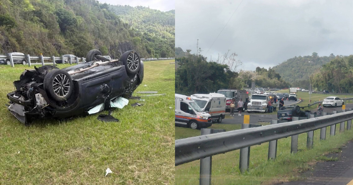 Accidente en PR-52 entre Caguas y Cayey: vehículo volcado con conductora y tres menores