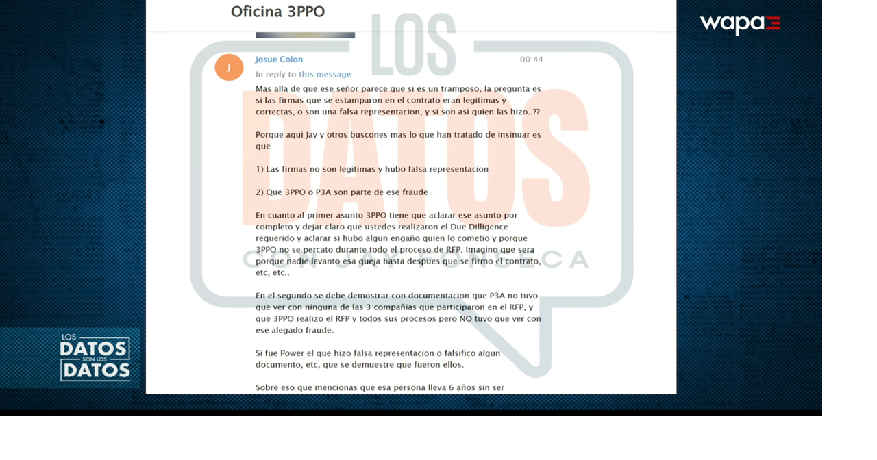 Filtran presunto chat de Telegram de funcionarios sobre contrato de Power Expectations