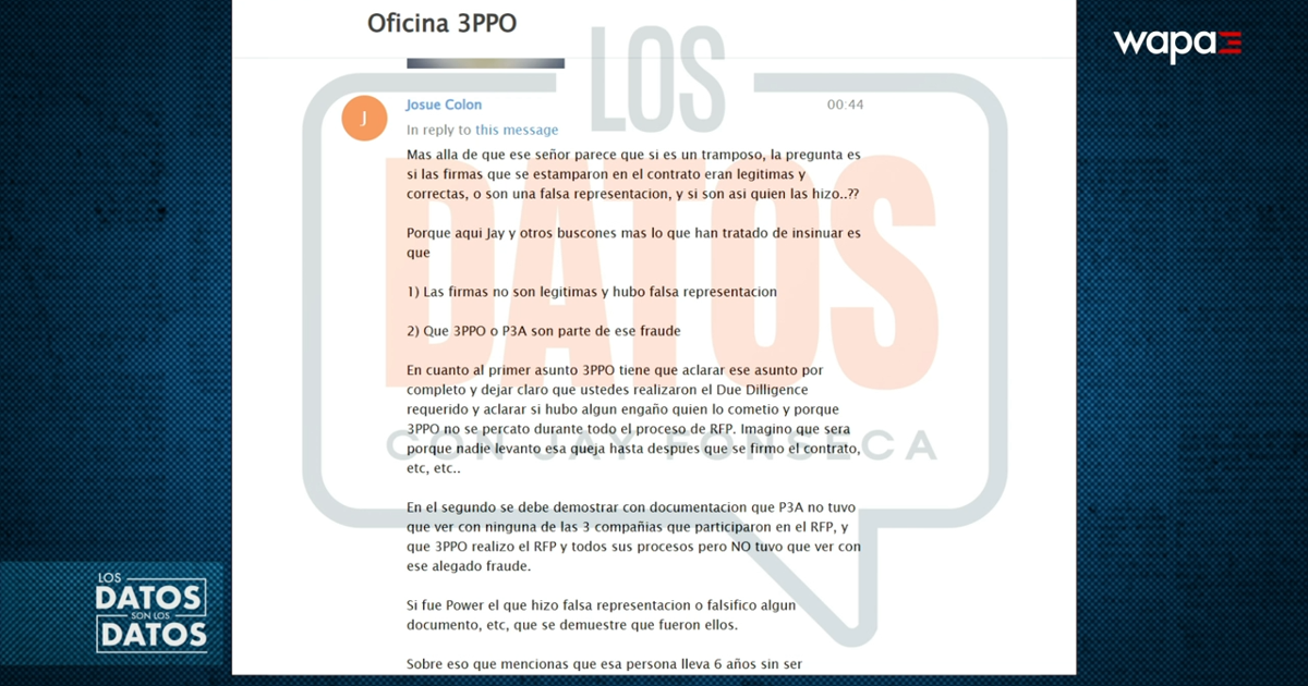 Filtran presunto chat de Telegram de funcionarios sobre contrato de Power Expectations