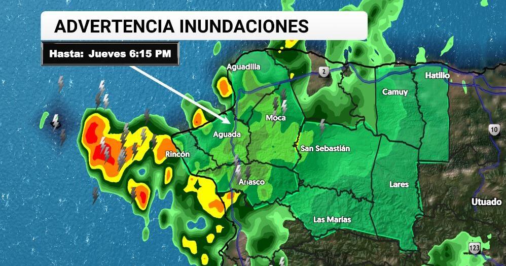 Advertencia de inundaciones para cinco municipios del área oeste de Puerto Rico