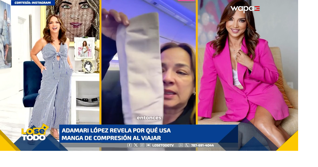 Adamari López usa manga de compresión al viajar tras cirugía en el brazo