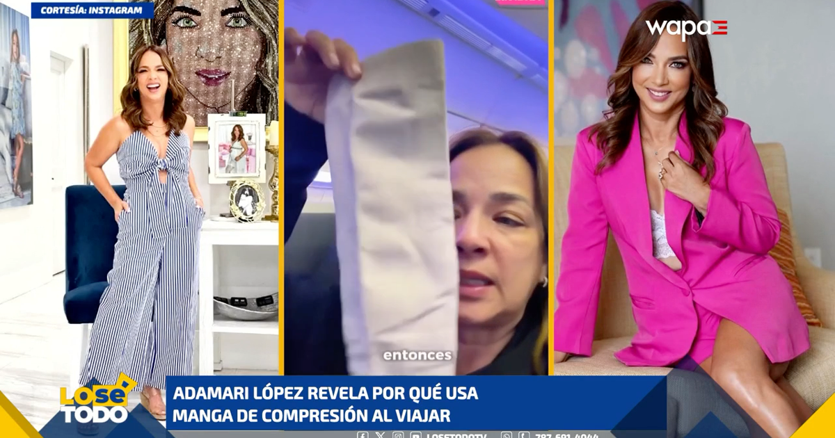 Adamari López usa manga de compresión al viajar tras cirugía en el brazo