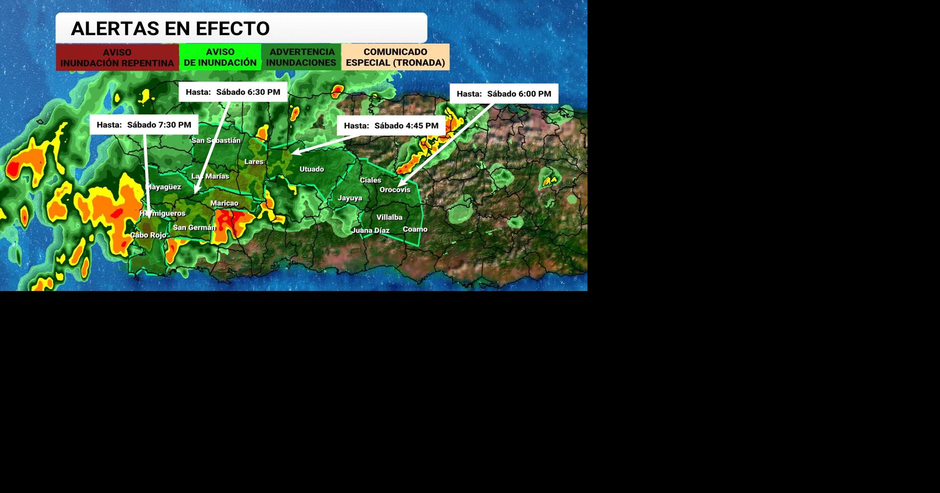 Emiten advertencia de inundaciones para 15 pueblos a través de la isla