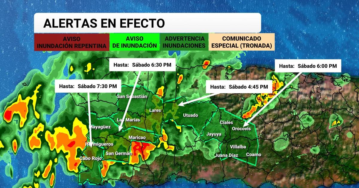 Emiten advertencia de inundaciones para 15 pueblos a través de la isla