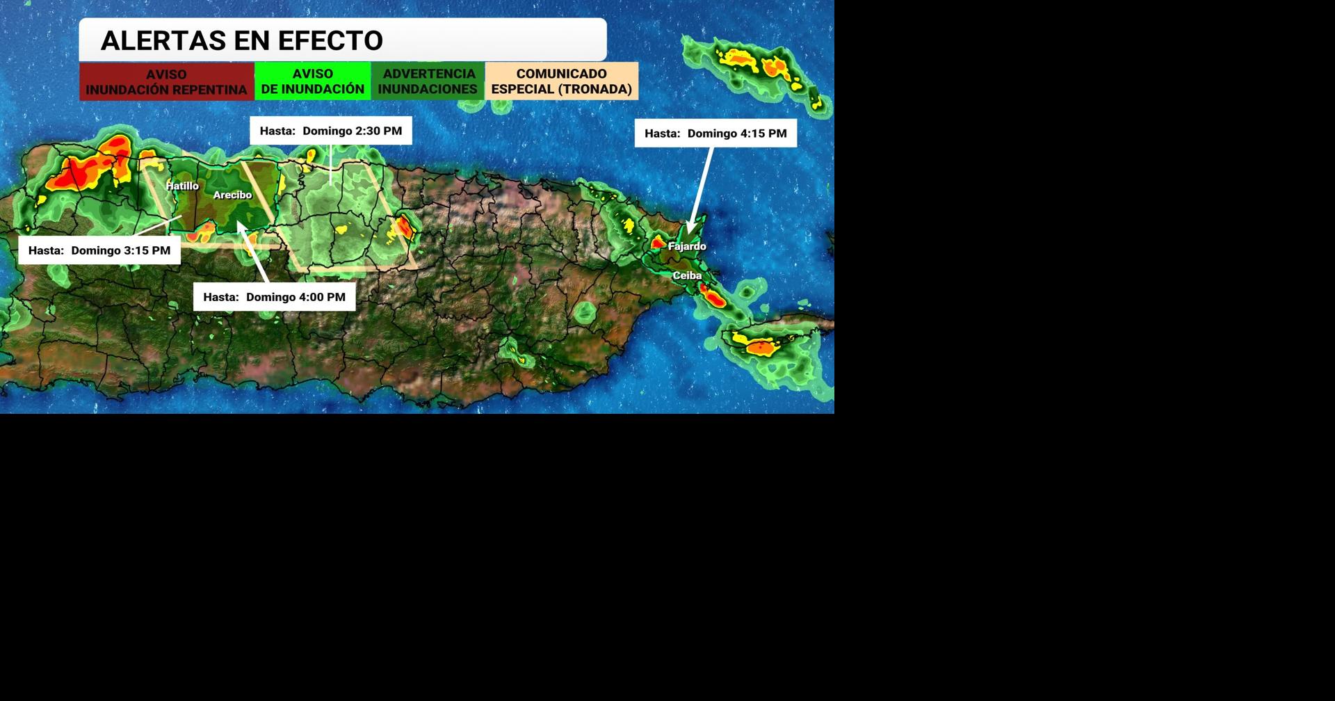SNM emite advertencia de inundaciones para Arecibo, Hatillo, Ceiba y Fajardo