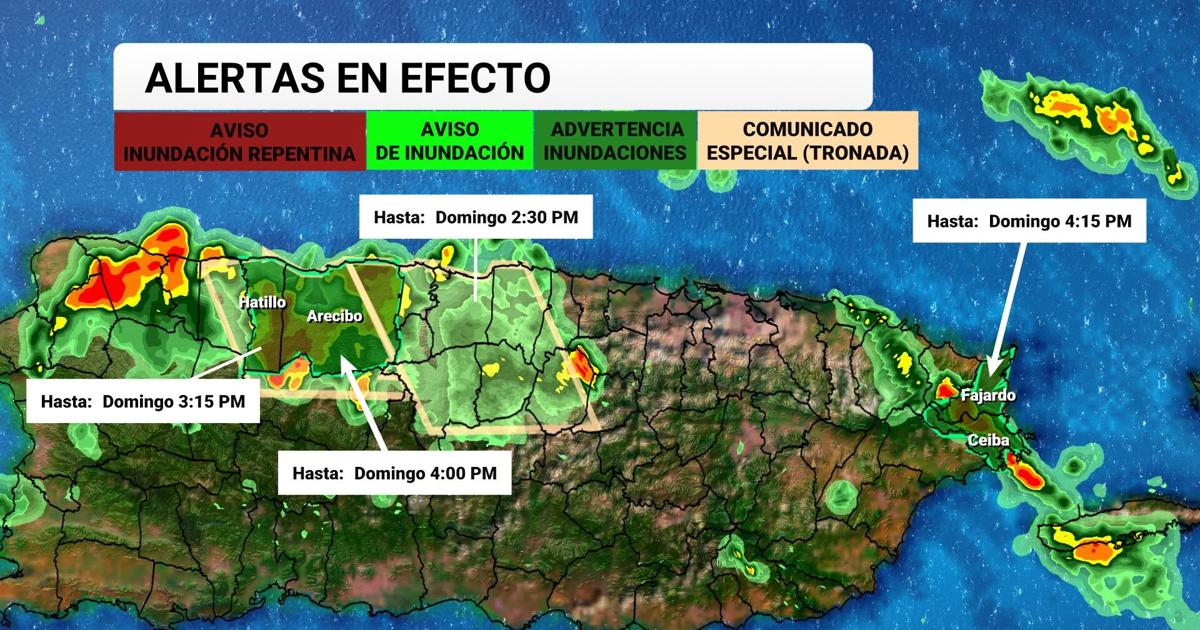 SNM emite advertencia de inundaciones para Arecibo, Hatillo, Ceiba y Fajardo