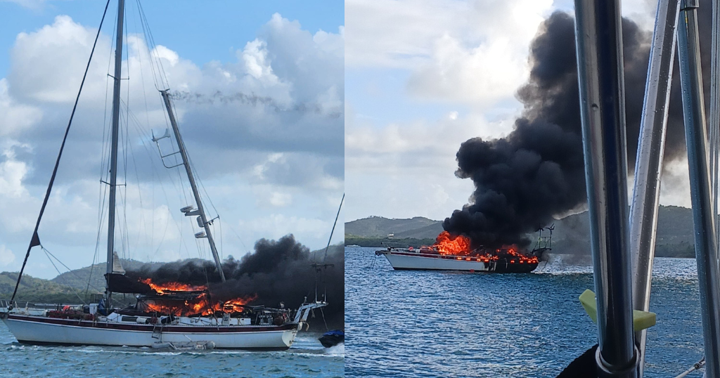Se hunde velero que se quemó frente al condominio Isleta Marina, en Fajardo