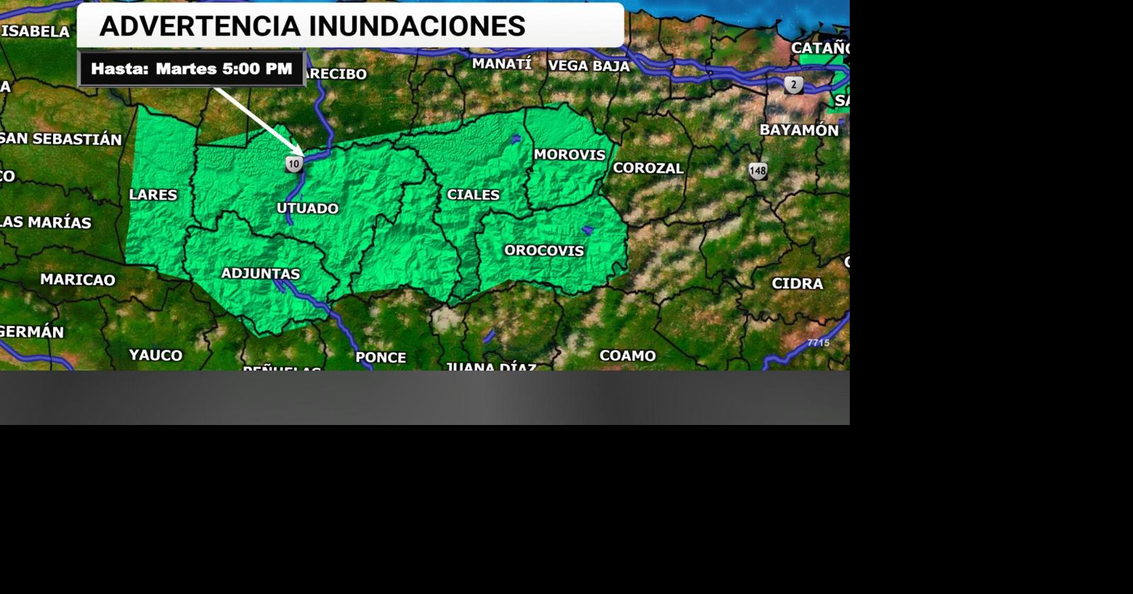SNM emite advertencias de inundaciones para múltiples municipios de Puerto Rico