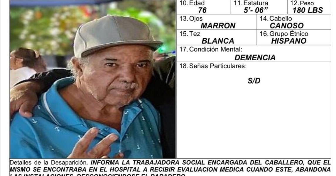 Septuagenario que abandonó hospital padece de demencia, activan búsqueda
