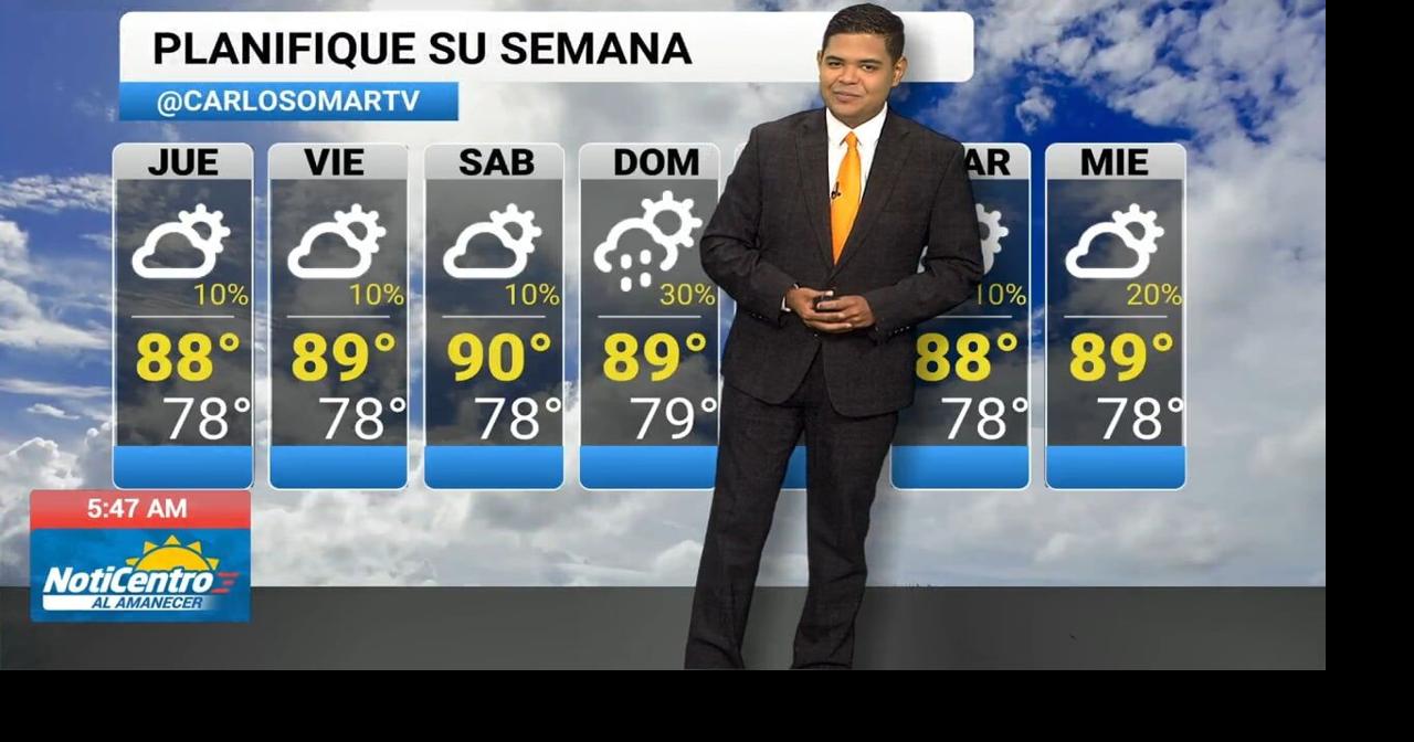 Masa de aire seco dispara temperaturas a 90°F e índices de calor a 100°F en Puerto Rico