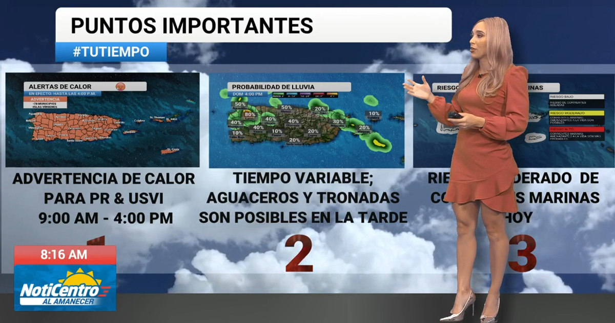 Emiten advertencia de calor con índices sobre 100°F y riesgo moderado de corrientes marinas en PR