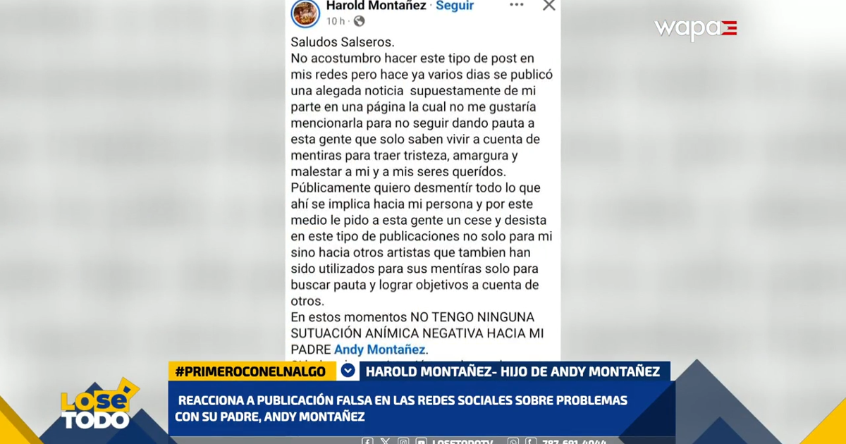 Hijo de Andy Montañez desmiente rumores y aclara que no hay conflicto con su padre