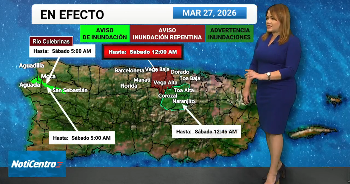Tu Tiempo: emiten Aviso y Advertencia de Inundaciones para varios municipios de la isla
